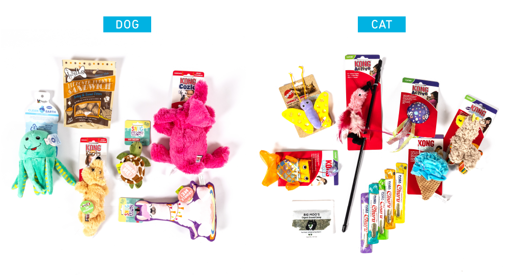 Dog and cat toys and treats