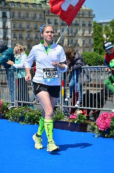 Steps away from the finish line at the Geneva marathon