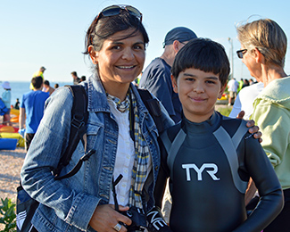 Marco Brunette with mom Maria at the Buzzards Bay Swim