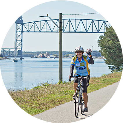 woman riding in the Buzzards Bay Watershed Ride