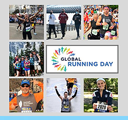 An image of groups of runners, running on a global running day.
