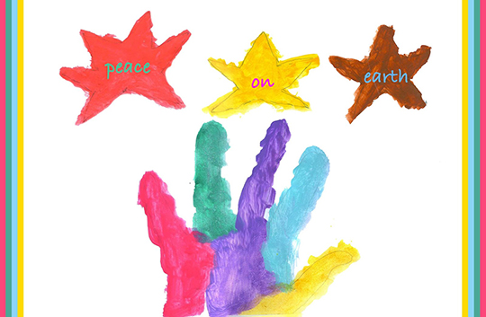 Peace on Earth child's hand art.