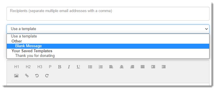 PC3 Email Template Dropdown