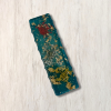 Turquoise epoxy resin mezuzah cover with gold leaf and delicate flowers