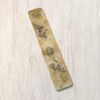 Clear epoxy mezuzah cover with gold leaf and delicate mauve flowers