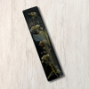 Black epoxy resin mezuzah cover with inset with delicate flowers