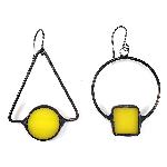 Click here for more information about Square/Disc Tumeric Stained Glass Earrings 