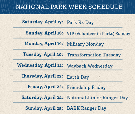 National Park Week Schedule