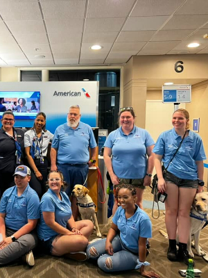 Savannah Puppy Club after practicing going through security and boarding an aircraft, thanks to Savannah Airport and American Airlines!