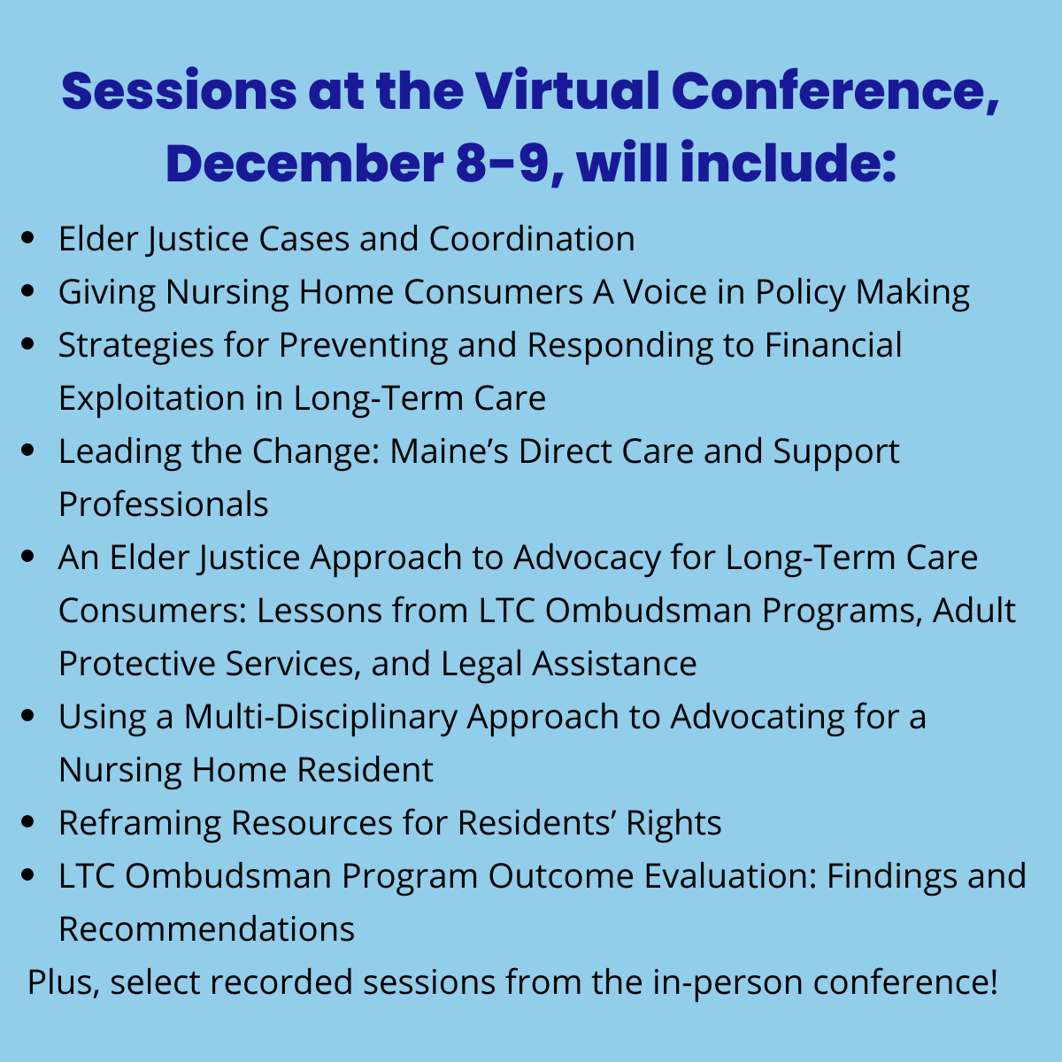 2022 Virtual Session topics