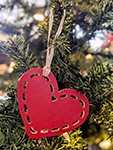 Wooden Le Bonheur Heart Christmas Ornament